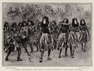 Une invocation étrange pour la pluie, une danse du serpent par les Indiens Moqui